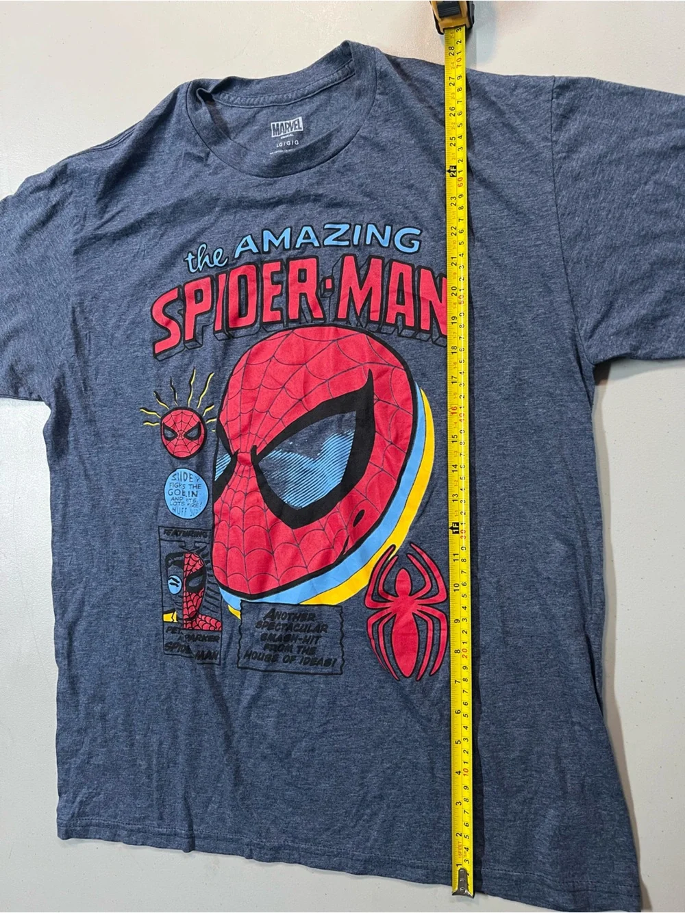 Marvel The Amazing Spider-Man Graphic T-Shirt Men’s Large Blue Gray Comic Tee